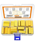Six Value MKP Safety Capacitor Kit Set With 22 Pieces, 275VAC X2, 22.5mm Pitch capacitors in yellow case.