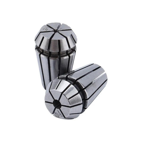 Top Tier 10Pc ER16 Spring Collet Set For CNC Lathe Milling Grabber. Two steel collets showing precision grip for machining.