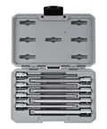 Three Eighths Inch Drive Triple Square Socket Set Eight-Piece With Case S2 Steel XZN Bits M4 Through M12 displayed in open case