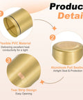 Top Shelf PVC Heat Shrink Bottle Caps Gold 30X60mm Size 50 Pack features flexible PVC, aluminum foil seal, and tear strip design.