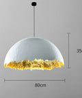 Modern Semicircle Pendant Light With Eggshell Chandelier Design For Bedroom Dining Room And Cafe Super Sleek LED Ceiling Lamp, 80cm wide, 35cm drop.
