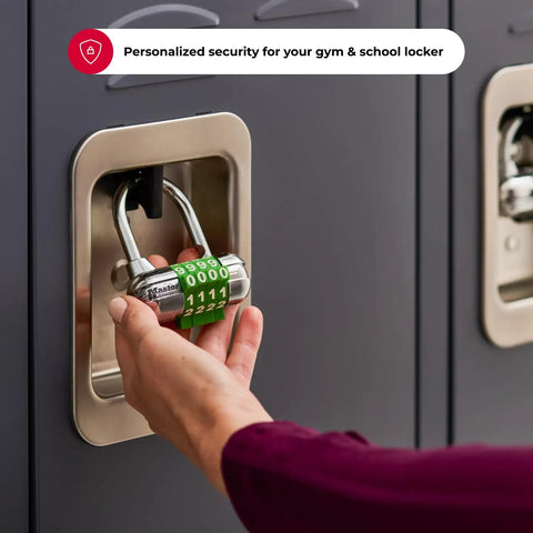 Locker Padlock With Set Your Own Five Character Code For School And Gym Lockers No Key Needed Easy To Use Combination Padlock shown