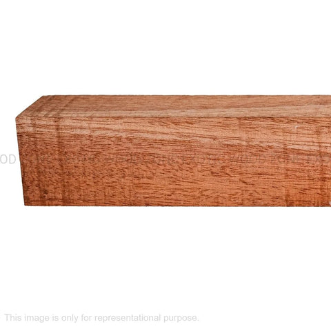 Side view of African mahogany turning blank, 1x1x18 inches, kiln-dried hardwood.
