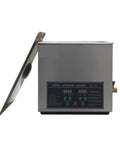 Heavy Duty 19L Ultrasonic Cleaner With Digital Heater And Timer Dual Frequency Bath For Hardware Parts Jewelry Tools Deep Cleaning Stainless Steel Tank, shown with lid open.