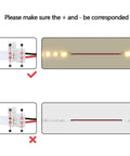 Installation guide for Two Pin LED Strip Connector for 8mm Wide 3528 2835 Single Color Flex Strips, showing correct and incorrect alignment.