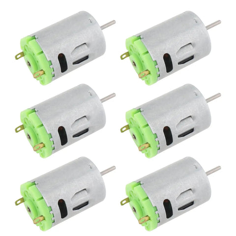 Set of 6 micro motors, stainless steel and green casing, for 6 To 24V DC Micro Motor With 6000 To 24000 RPM High Speed Beast