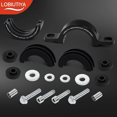 Toyota Carrier Bearing Support For Tacoma Tundra And T100 Driveshaft Center Bearing Black Beefy Heavy Duty Center Support Direct Fit For OE 37230-35130 And 211750-1X Reuses OEM Frame Bolts Easy Install black split housing with hardware