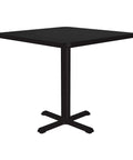 Square 30 Inch Black Granite Top Cafe And Break Room Table With Textured Black Cast Iron Base And 3 Inch Steel Column