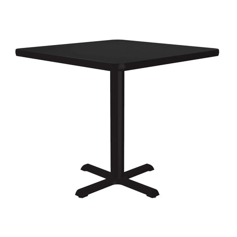 Square 30 Inch Black Granite Top Cafe And Break Room Table With Textured Black Cast Iron Base And 3 Inch Steel Column