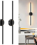 Premium Rechargeable LED Wall Sconces Set Of Two With Remote Control, modern black design, dimmable, ambient lighting.