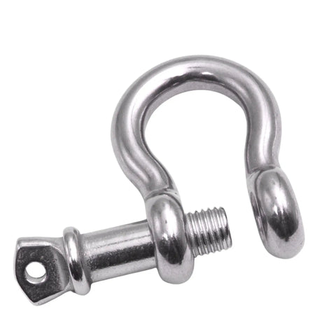 316 Stainless Steel Bow Shackle With Oversized Screw Pin For Anchor And Tow Recovery Off Road Use 3/8 Inch Size With 7/16 Inch Pin close-up
