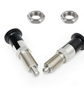 Heavy Duty Stainless Steel Push Fit Ball Nose Spring Plunger 2 Pack M16x1.5 with nuts for industrial applications.