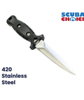 Titanium Talon Spearfishing Dive Knife 8.5 Inch Black Blade With Low Volume Point Tip Full Tang Stainless Steel Straps Included