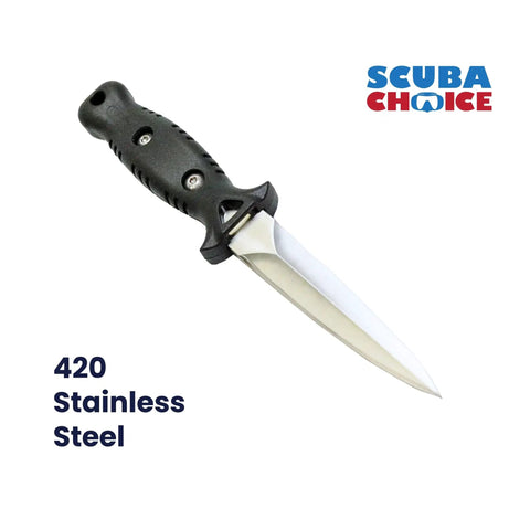 Titanium Talon Spearfishing Dive Knife 8.5 Inch Black Blade With Low Volume Point Tip Full Tang Stainless Steel Straps Included