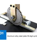 Durable Manual Metal Stamping Machine For Aluminum Brass Plates, showcasing 40-digit symbol wheel on a black alloy steel plate.