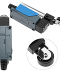 Duo Pack Adjustable Roller Lever Arm Momentary Limit Switch With DPDT NC NO Contacts For CNC Mills And Routers Metal Construction Mini Limit Switch Set, 129×28×50 mm