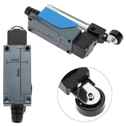 Duo Pack Adjustable Roller Lever Arm Momentary Limit Switch With DPDT NC NO Contacts For CNC Mills And Routers Metal Construction Mini Limit Switch Set, 129×28×50 mm