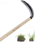 Hand Hoe Sickle Garden Tool For Weeding And Cultivation, Sharp Blade Edge, Durable Japanese Style, 12.99 Inch Overall Length, Beige Handle