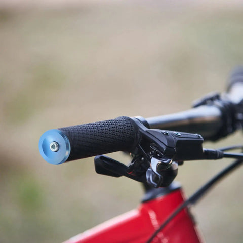 Heavy Duty Aluminum Bike Handlebar End Plugs Locking Design Stops Bars From Falling Off Lightweight Cycling Gear Plug For Your Ride blue on bike grip