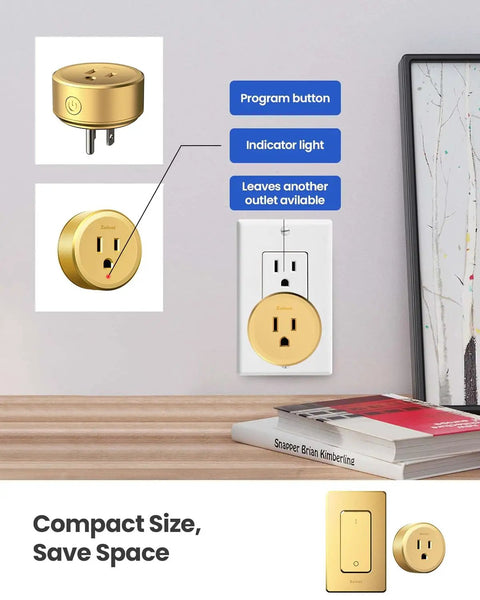 Remote Control Outlet Plug Switch With 1500W Capacity, Buckle Design, shown installed in wall outlet with compact size