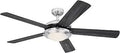 Comet 52 Inch LED Ceiling Fan With Light Kit In Brushed Nickel And Frosted Glass Indoor Mount Reversible Charcoal And Wengue Blades