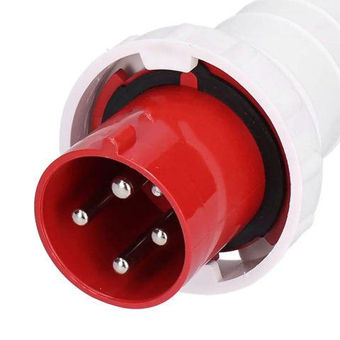 Three Phase IP67 Industrial Socket Set For 380 415V Power Supply 4 Pin 63A 3P And E Beefy ABS Connector red plug