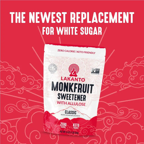 Lakanto Monk Fruit Sweetener with Allulose Bulk White Sugar Substitute for Baking and Cooking, the Real Deal Low Calorie Sugar Alternative