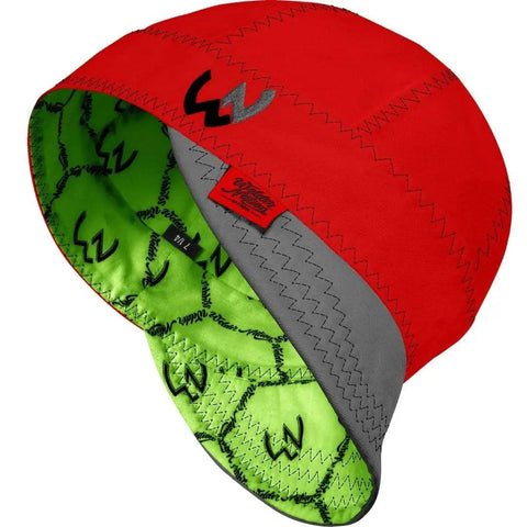 Red and gray 8 Panel Welding Cap For Welders 100 Percent Cotton Duck Canvas Exterior Protective Durable Built Tough Work Hat