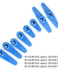 Set of Blue 23T Servo Arms For JR RC Cars And Micro Servos, 3mm Hole, Single And Double Arm, Plastic Spline Arms, Fits JR Servo Motors.