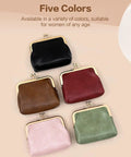 Totally Adorable Vintage Coin Purse For Women Super Chic Mini Leather Change Pouch With Secure Kiss Lock Clasp available in five colors.