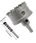 Heavy Duty 2 3/8 Inch Carbide Tipped Hole Saw Drill Bit Featuring Industrial TCT Cemented Teeth, with dimensions and pin.