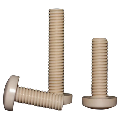 Hardcore PEEK Plastic M3 Metric Phillips Pan Head Screw Assortment Kit showing various lengths of beige screws.