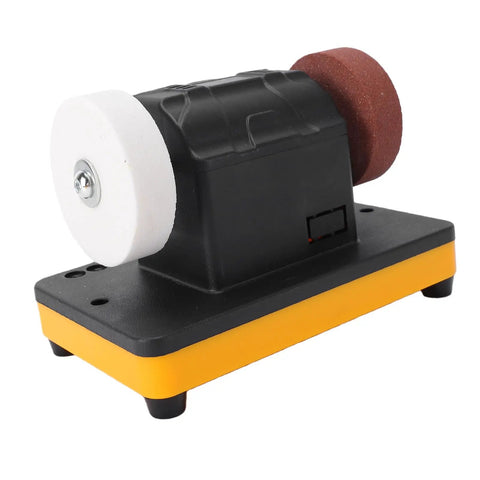 Pocreation Cordless Mini Bench Grinder with dual grinding wheels for metal and wood tasks, lightweight and portable design.