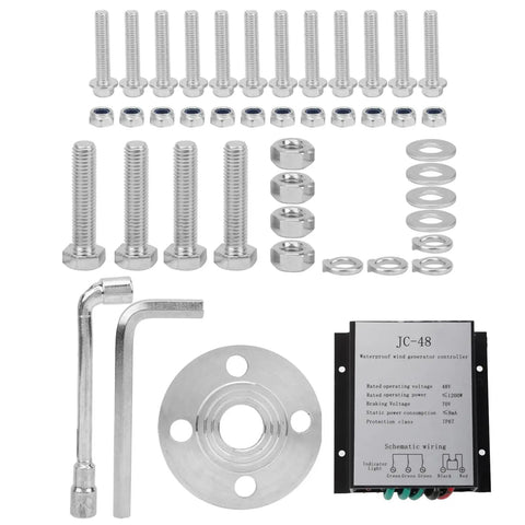 Components of 800W 48V Wind Generator Kit For Off Grid Power On Boats And Cabins With 6 Nylon Fiber Blades And Controller