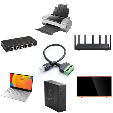 Two Pack RJ45 To 8 Pin Screw Terminal Block Adapter For Cat5 Cat6 Cat7 Ethernet Extender CCTV RJ45 Male Plug To 8 Pins Connector For Stable Network