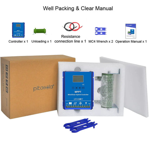 Off Grid Hybrid Wind And Solar Charge Controller 1400W MPPT Auto 12/24V Battery packaged with accessories in box