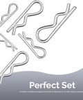 Cotter Pin Assortment Kit 150 Piece Zinc Plated Steel Clips Hair Pin R Clips Set For Hitch Pin Lock Systems displayed on white background