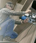 High Performance Portable Magnetic Drill With Bulletproof Swivel Base And Killer Quick Change Keyless Cutter Setup Featuring Auto Feed Oil Tank For Zero Hassle Heavy Duty Steel Boring Job in use on thick metal.