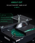 Badass Mini Table Saw That Gonna Deliver Smooth Adjustable Cuts Right Up To Ninety Degrees, showcasing angle cut feature and push-pull design.
