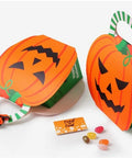 Dope Candy Boxes 10 Pack Multifunctional Gift Boxes For Parties with pumpkin design, handy handle, and candies visible
