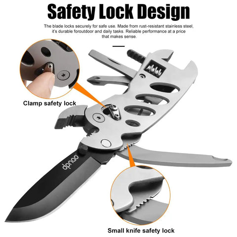 Compact Multitool Wrench With Seven Tools Including Pliers Wire Cutter Flathead And Phillips Screwdrivers Portable Folding Stainless Steel For Camping And Home Repair Durable Everyday Carry