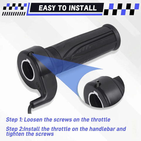 Full Twist Throttle Grip For Electric Bikes And Scooters 12V To 72V Universal 3 Pin Waterproof Connector Fits 22.2mm Handlebars For Ebikes Mountain Bikes And Trikes No Fuss Install