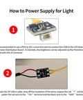 How to power supply connections for 100mm Silicone COB LED Strip Light With PCB Interface Board Kit