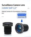 Built Tough 3.6mm 5MP Fixed Focus M12 Board Lens Offering Killer 160 Degree Wide Angle Coverage For IP Security Cameras And Industrial Surveillance Systems, showing two angles of the lens.