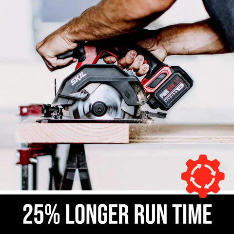 Badass Brushless 12V Cordless Drill And Five Half Inch Circular Saw Power Tool Combo Kit With Lithium Battery And Lightning Fast Charger For Weekend Warriors, user cutting wood.