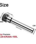Heavy Duty Er Collet Chuck Straight Shank Extension Rod For Cnc Machining And Metalworking Up To 30K Rpm In Alloy Steel That Holds Firm With Hrc 58 Hardness Ground Precision For Your Shop Projects, ER20A precision tool.