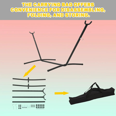 Heavy Duty Hammock Stand For Indoor And Outdoor Use, 650 Lbs Capacity, 9 Foot Long With Portable Carrying Case, steel frame