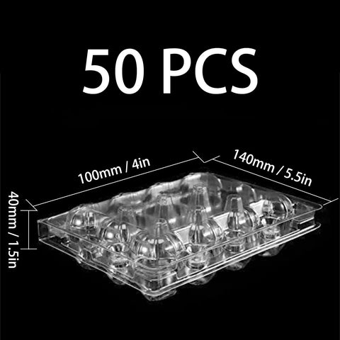 Eco Friendly Plastic Egg Cartons 12 Egg Capacity 3x4 Grids Bulk With Transparent Lid Recycled Plastic Durable Egg Holders