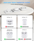 Dope 3 In 1 Foldable Magnetic Wireless Charger Dock for iPhone, Watch, and AirPods with compatibility details.