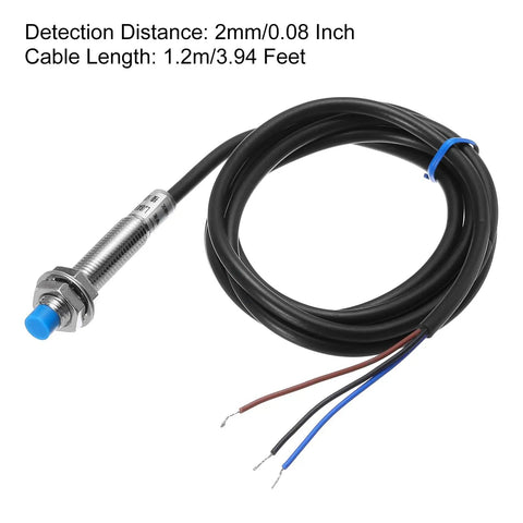 Inductive Proximity Sensor Switch M8 Normally Closed NC PNP Output With 2mm Sensing Distance DC 6 to 36V 3.9ft Cable Lead